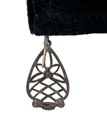 Vintage Sterling Filigree French Wire Teardrop Earrings Marked 925 Weave Flower