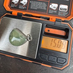 Vtg Prehnite Sterling Silver Pendant – 15.09 Grams