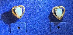 1/20 14K GF Opal Heart Post Earrings, Vintage