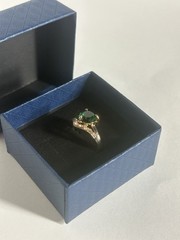 Vintage Green Cubic Zirconia Ring Gold Plated Womens Size 6.5