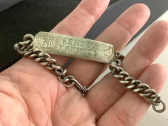 VTG Mens Heavy Sterling Silver Marine Navy Radio Officer ID bracelet 7.25″ 30g