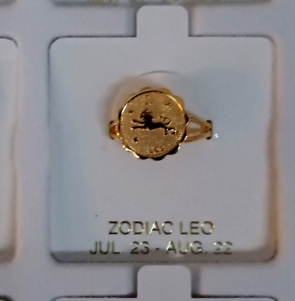 Vintage Leo The Lion 7/23-8/22 Zodiac Ring Adj. Sz 5-6.5 1980’s New NOS