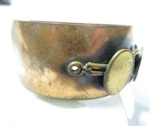 Copper and Brass Mixed Metal Odd Design Cuff Bracelet Vintage