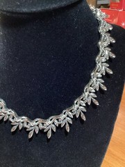 Lisner Vintage Necklace Signed Choker Leaf Silver Tone Adjustable Jewelry