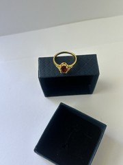 Vintage Red Cubic Zirconia Ring Gold Plated Womens Size 9.5