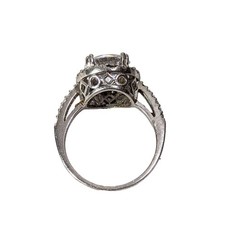 Vintage Silver Tone Halo Cocktail Ring Band 925 CZ Round Rhinestones Size 8.5
