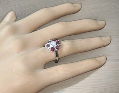 Platinum Vintage Engagement Ring 1.53ct. Natural Ruby Round Shape Diamond