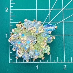 Vintage Vendome Brooch Pin Cluster Snowflake Green Austrian Bead Mid Century