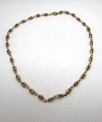 Vintage twisted rope knot link gold tone chain short necklace choker 14 1/2 inch