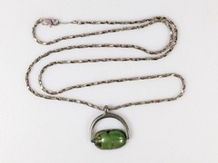 Vtg Egyptian Revival Tutmania Scarab Beetle Spinner Pendant Necklace