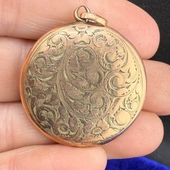 Vintage SKM Co. Gold Filled Locket Pendant Circle Engraved READ