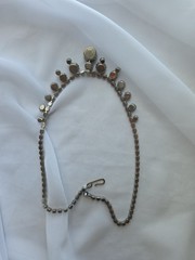 Mid Century Two Tone Blue Rhinestone Choker Necklace 16″