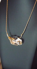 Steuben glass rose bud mounted with a 14kt yellow gold 17″ neck chain