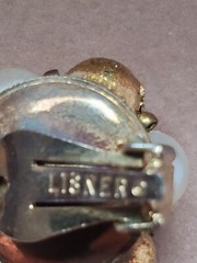 Vintage Lisner Clip On Earrings Gold Tone Pearl Bead Cluster Clear AB Crystal