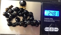 Vtg Made In Austria Black Beaded Bracelet, Stamp, Gold Tone Clasp