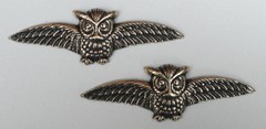 #4212 SMALL ANTIQUED GOLD OWL COMPONENT – 2 Pc Lot