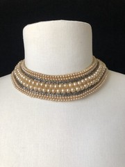 VTG Faux Pearl Beaded Necklace /Collars (4) Japan 1 Bar & Beards Top Hit Fashion