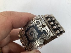 2” MARKED VCG Vintage Mexican Silver Chain Bracelet Taxco Style 1.32 oz. FREE SH