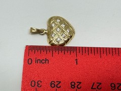 Vintage 585 14K Yellow Gold Diamond Heart Shaped Charm or Pendant 2.7 Grams