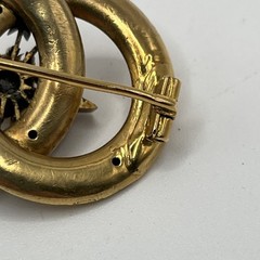 Antique Victorian 14k 18k Gold Love Knot Brooch Starburst Pearl Pin 8g