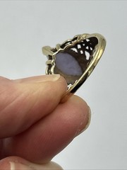 Vtg IWI 10K Yellow Gold Marquise Cut Lavender Jade Ring size 8.5