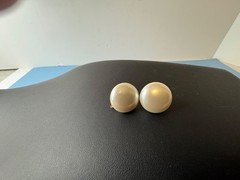 Vintage Signed NAPIER White Ball Round Shape Clip-On Earrings