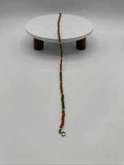 Vtg Jade Carnelian Gold Filled Beads Necklace Choker. 17” long. See pics.