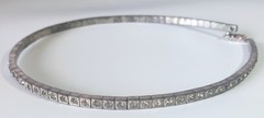 Vtg (Antique?) Silver-tone Clear Rhinestone Rigid Tennis-style Necklace 16″