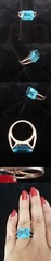 Vintage Sterling Silver Big Emerald Cut Sky Blue Topaz Gemstone Ring ri861