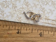 Vintage CZ Triple Heart Pendant On Sterling Silver Chain Necklace 18″ ITALY .925