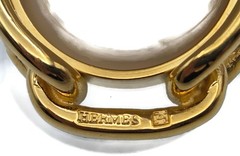Hermès Chaîne d’Ancre Scarf Ring Vintage Gold Plated Anchor Link Design with Box