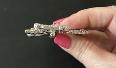 Sparkling Abstract Butterfly Flower Clear Rhinestone Brooch Unsigned 3.5”