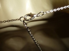 CHOKER SILVER TONE HEART w RED RHINESTONES SILVER TONE CHAIN NECKLACE #23/5A