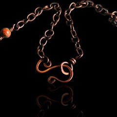 Vintage Copper & Brass Cut Leaf Fall Design Necklace 18in