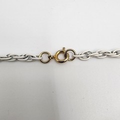 Vintage Gold & White Tone Enamel Choker Necklace 15.5″ Twisted Triple Link Chain