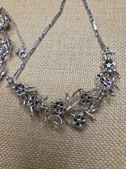 Vintage Coro silver blue rhinestone necklace And Matching Bracelet
