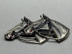 Vintage Rare Two Horse Head Brooch Pin Marked Sterling Uncas Mfg. Co.