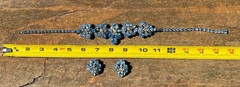 JULIANA DELIZZA ELSTER LINK NECKLACE CLIP EARRINGS SET BLUE RHINESTONES VINTAGE