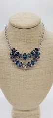 Napier Silver tone Necklace Multicolored Blue Lucite Beads Vintage 21 in
