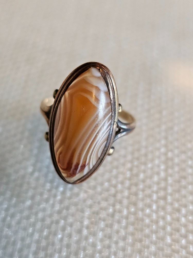 Vintage Size Laguna Brown Agate Ring Copper/brass