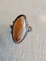 Vintage Size Laguna Brown Agate Ring Copper/brass