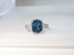 Vintage Sterling Silver 925 Natural Heated London Blue Topaz Ring Size 7