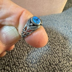Sterling Silver 925 Oval Turquoise Stone Ring Size 7 3/4 Vintage