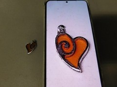 Jezlaine Sterling Silver Heart Swirl Orange Stain Glass Charm