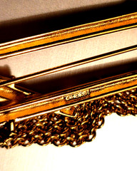 Vintage Monet Chain Draped Gold Tone Bar Brooch/Pin MINT