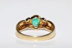 Art Deco Style 2Ct Lab Created Diamond & Emerald Engagement 14K Gold Finish Ring