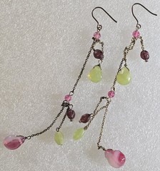 Vintage Faceted Glass & Stone Beads Beaded Drop Dangle Pierced Earring Lot