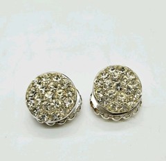 Sarah Coventry Earrings Silver Tone Clip On Reversible Crystal Accent .75 in