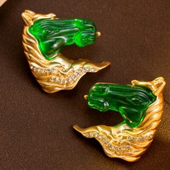 Vintage Heavy Industry Personalized Horsehead Earstuds Vintage Earrings