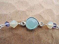 Vintage Pressed Rose Petal Bead & Sterling Silver Necklace